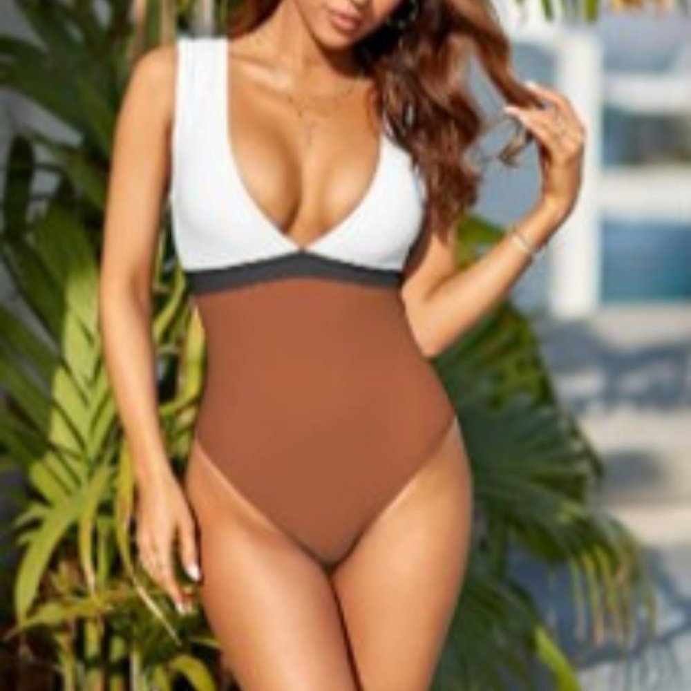 Plunge Color Blocked Monokini - Picture 2 of 6